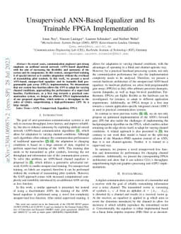 Unsupervised ANN-Based Equalizer and Its Trainable FPGA Implementation