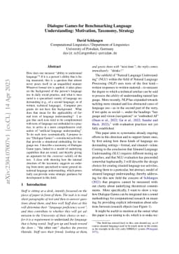 Dialogue Games for Benchmarking Language Understanding: Motivation,
  Taxonomy, Strategy