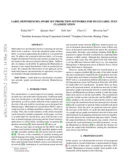 Label Dependencies-aware Set Prediction Networks for Multi-label Text
  Classification
