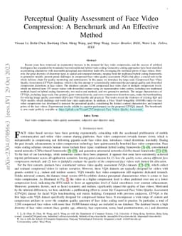 Perceptual Quality Assessment of Face Video Compression: A Benchmark and
  An Effective Method