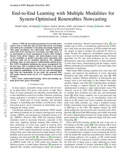 End-to-End Learning with Multiple Modalities for System-Optimised
  Renewables Nowcasting