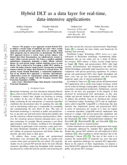 Hybrid DLT as a data layer for real-time, data-intensive applications