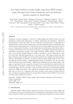 Very high resolution canopy height maps from RGB imagery using
  self-supervised vision transformer and convolutional decoder trained on
  Aerial Lidar