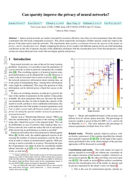 Can sparsity improve the privacy of neural networks?