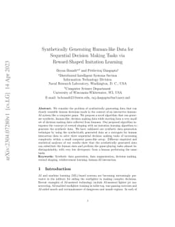 Synthetically Generating Human-like Data for Sequential Decision Making
  Tasks via Reward-Shaped Imitation Learning