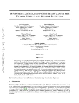 Supervised Machine Learning for Breast Cancer Risk Factors Analysis and
  Survival Prediction