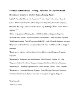 Federated and distributed learning applications for electronic health
  records and structured medical data: A scoping review