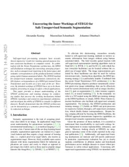 Uncovering the Inner Workings of STEGO for Safe Unsupervised Semantic
  Segmentation