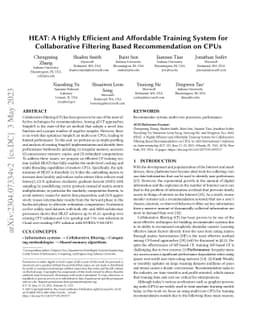 HEAT: A Highly Efficient and Affordable Training System for
  Collaborative Filtering Based Recommendation on CPUs