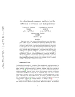 Investigation of ensemble methods for the detection of deepfake face
  manipulations