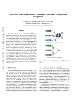 Peer-to-Peer Federated Continual Learning for Naturalistic Driving
  Action Recognition