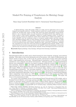 Masked Pre-Training of Transformers for Histology Image Analysis
