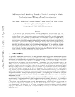 Self-supervised Auxiliary Loss for Metric Learning in Music
  Similarity-based Retrieval and Auto-tagging