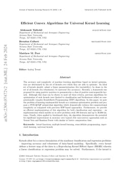 Efficient Convex Algorithms for Universal Kernel Learning
