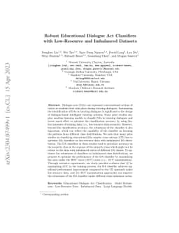 Robust Educational Dialogue Act Classifiers with Low-Resource and
  Imbalanced Datasets