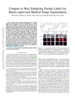 Compete to Win: Enhancing Pseudo Labels for Barely-supervised Medical
  Image Segmentation