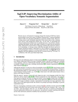 TagCLIP: Improving Discrimination Ability of Open-Vocabulary Semantic
  Segmentation