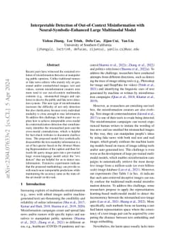 Interpretable Detection of Out-of-Context Misinformation with
  Neural-Symbolic-Enhanced Large Multimodal Model