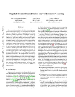 Magnitude Invariant Parametrizations Improve Hypernetwork Learning