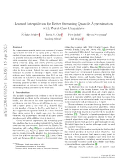 Learned Interpolation for Better Streaming Quantile Approximation with
  Worst-Case Guarantees
