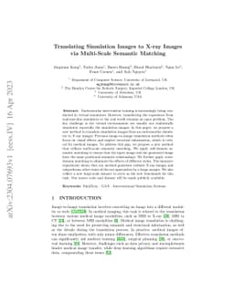 Translating Simulation Images to X-ray Images via Multi-Scale Semantic
  Matching