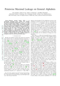 Pointwise Maximal Leakage on General Alphabets