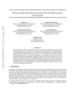 Neural Machine Translation For Low Resource Languages