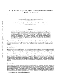 Brain Tumor classification and Segmentation using Deep Learning