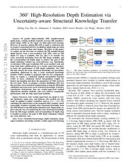 360$^\circ$ High-Resolution Depth Estimation via Uncertainty-aware
  Structural Knowledge Transfer