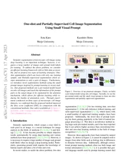 One-shot and Partially-Supervised Cell Image Segmentation Using Small
  Visual Prompt