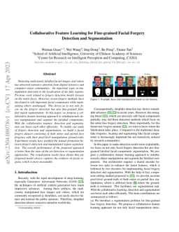 Collaborative Feature Learning for Fine-grained Facial Forgery Detection
  and Segmentation