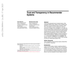 Trust and Transparency in Recommender Systems