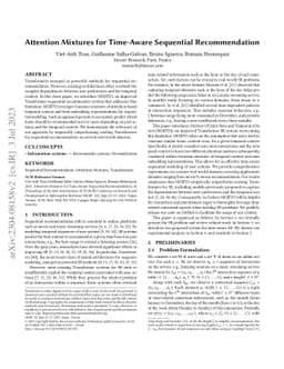 Attention Mixtures for Time-Aware Sequential Recommendation
