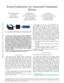 Textual Explanations for Automated Commentary Driving