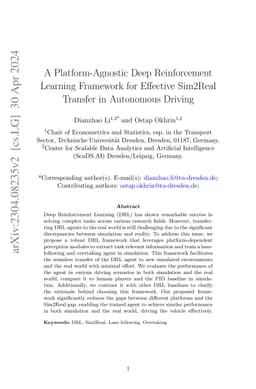 A Platform-Agnostic Deep Reinforcement Learning Framework for Effective
  Sim2Real Transfer in Autonomous Driving