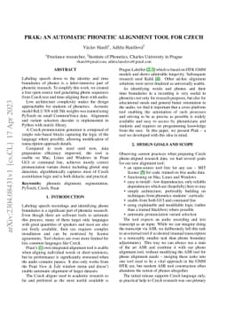 Prak: An automatic phonetic alignment tool for Czech
