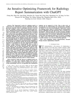 An Iterative Optimizing Framework for Radiology Report Summarization
  with ChatGPT