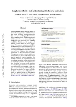 LongForm: Effective Instruction Tuning with Reverse Instructions
