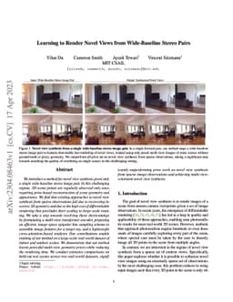 Learning to Render Novel Views from Wide-Baseline Stereo Pairs