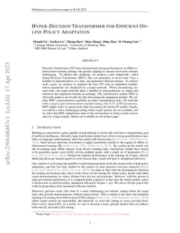 Hyper-Decision Transformer for Efficient Online Policy Adaptation