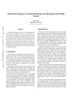 Insta(nt) Pet Therapy: GAN-generated Images for Therapeutic Social Media
  Content