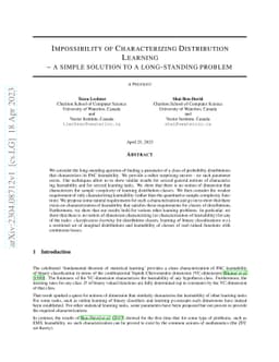 Impossibility of Characterizing Distribution Learning -- a simple
  solution to a long-standing problem