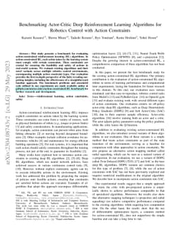 Benchmarking Actor-Critic Deep Reinforcement Learning Algorithms for
  Robotics Control with Action Constraints
