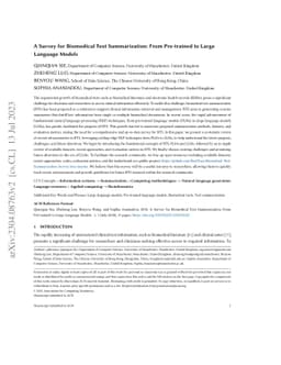 A Survey for Biomedical Text Summarization: From Pre-trained to Large
  Language Models