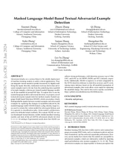 Masked Language Model Based Textual Adversarial Example Detection