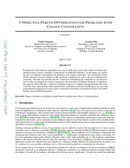 3-Objective Pareto Optimization for Problems with Chance Constraints