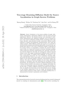 Two-stage Denoising Diffusion Model for Source Localization in Graph
  Inverse Problems