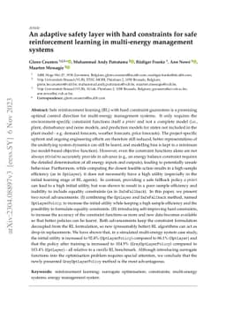 An adaptive safety layer with hard constraints for safe reinforcement
  learning in multi-energy management systems
