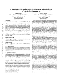 Computational and Exploratory Landscape Analysis of the GKLS Generator