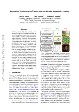 Enhancing Textbooks with Visuals from the Web for Improved Learning